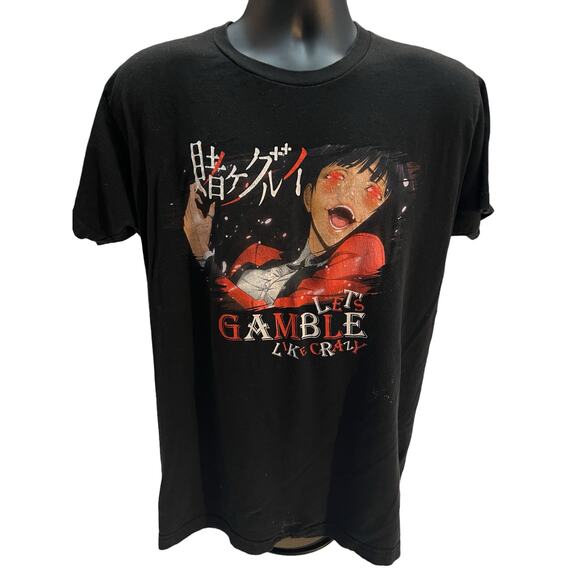 Kakegurui Jabami Lets Gamble Like Crazy Black T-Shirt Anime Tee - Picture 1 of 9